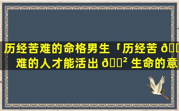 历经苦难的命格男生「历经苦 🐦 难的人才能活出 🌲 生命的意义」